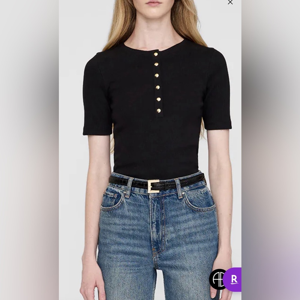 Anine Bing Alessia Top with Gold Buttons